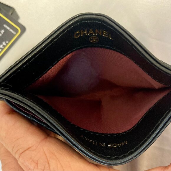 CHANEL ~ Classic Card Holder~Quilted Lambskin, Black w/Authentication Card - Picture 3 of 16
